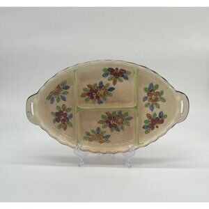 Vintage Ceramic Floral Trinket Tray/Relish Dish Made in Japan 11.75” Tray